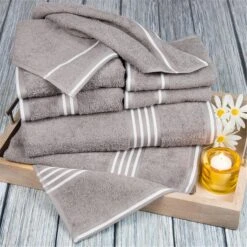 Lavish Home 27.5 X 53 In. Rio 100 Percent Cotton Towel Set, 8 Piece