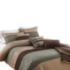 7 Piece King Polyester Comforter Set With Pleats And Texture, Gray And Brown-Benzara