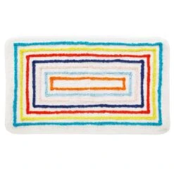 MDesign Soft Cotton Spa Bathroom Rug, Decorative Stripes Design