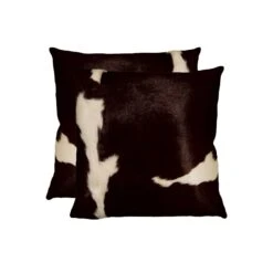 HomeRoots 18" X 18" X 5" Chocolate And White Cowhide Pillow 2 Pack