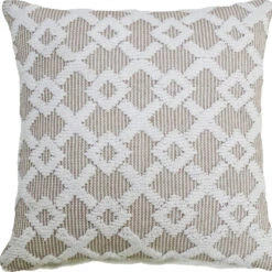 HomeRoots 20" X 20" White And Beige Trellis Zippered Cotton Blend Throw Pillow