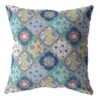 HomeRoots 20” Blue Peach Trellis Suede Throw Pillow