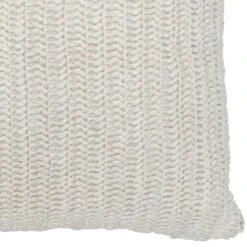 Square Fabric Throw Pillow With Hand Knit Details And Knife Edges, White- Benzara -Bed Linings Sale 8e08150928cf4abeba092cfb7c64c3b9