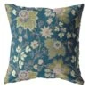 HomeRoots 16” Teal Green Jacobean Suede Throw Pillow