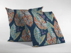 Homezia 18"Orange Blue Tropical Leaf Zippered Suede Throw Pillow -Bed Linings Sale 8efab0ce59194086961605d7cafd981e