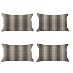 HomeRoots Set Of 4 Peach Houndstooth Lumbar Pillow Covers