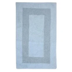Perthshire Platinum Collection Beautiful Cotton Bath Rug Features Classic Racetrack Design Rug Light Blue