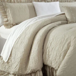Chic Home Kensley Comforter Set Washed Crinkle Ruffled Flange Border Design Bedding Beige, King -Bed Linings Sale 914f32d3e84e4410b75ac0889a3ad3b7