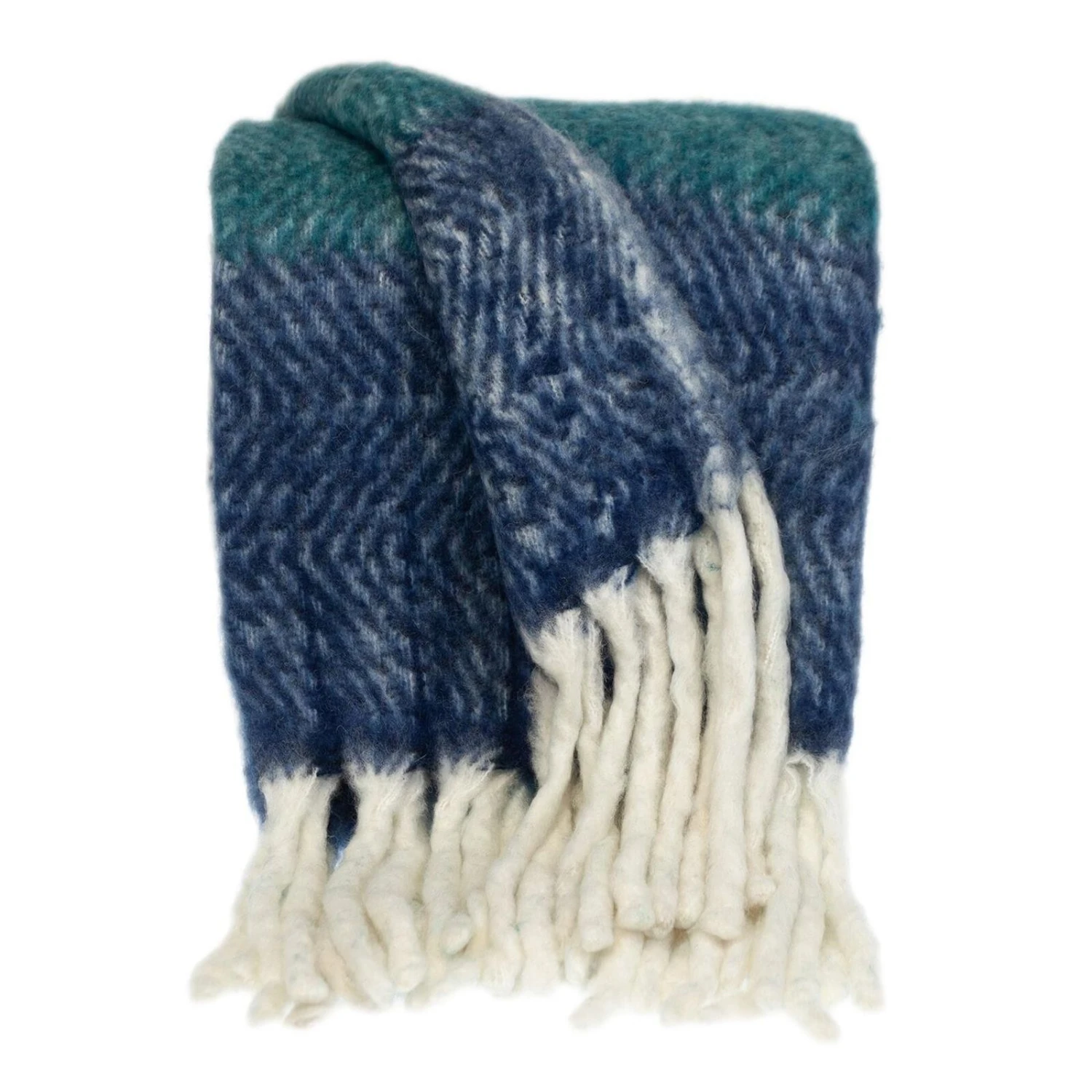 HomeRoots Cozy Indigo And Aqua Chevron Handloomed Throw Blanket 1 HomeRoots Cozy Indigo And Aqua Chevron Handloomed Throw Blanket