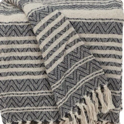 HomeRoots Parkland Collection Centra Transitional Beige 52" X 67" WOVEN HANDLOOM Throw