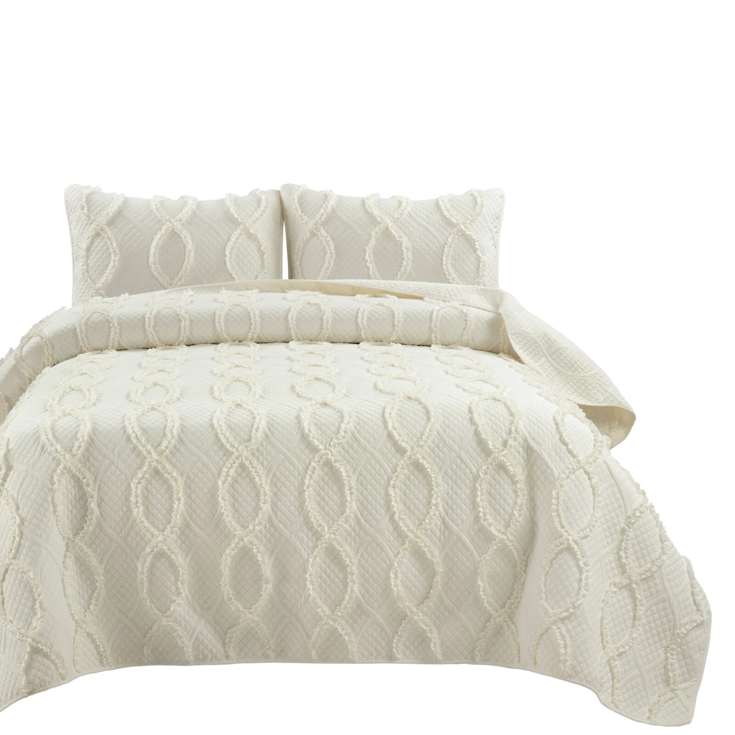 Avon Textured Ruffle Quilt 3Pc Set 1 Avon Textured Ruffle Quilt 3Pc Set