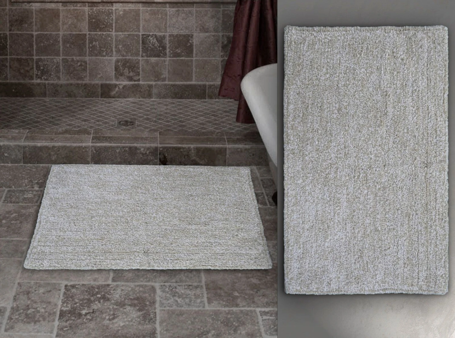 Ivory & White Bathroom Rug 20"x32" 2 Ivory & White Bathroom Rug 20"x32" - Image 2