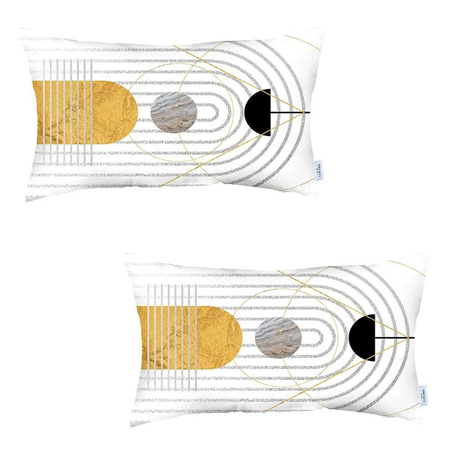 HomeRoots Set Of 2 White Patterned Lumbar Pillow Covers 1 HomeRoots Set Of 2 White Patterned Lumbar Pillow Covers