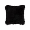 HomeRoots Contemporary Square Black New Zealand Sheepskin Accent Pillow