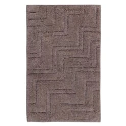 Castle Hill Interesting Zig Zag Pattern Soft Plush Cotton Absorbent Non Skid Back Bath Rug 24" X 40" Stone