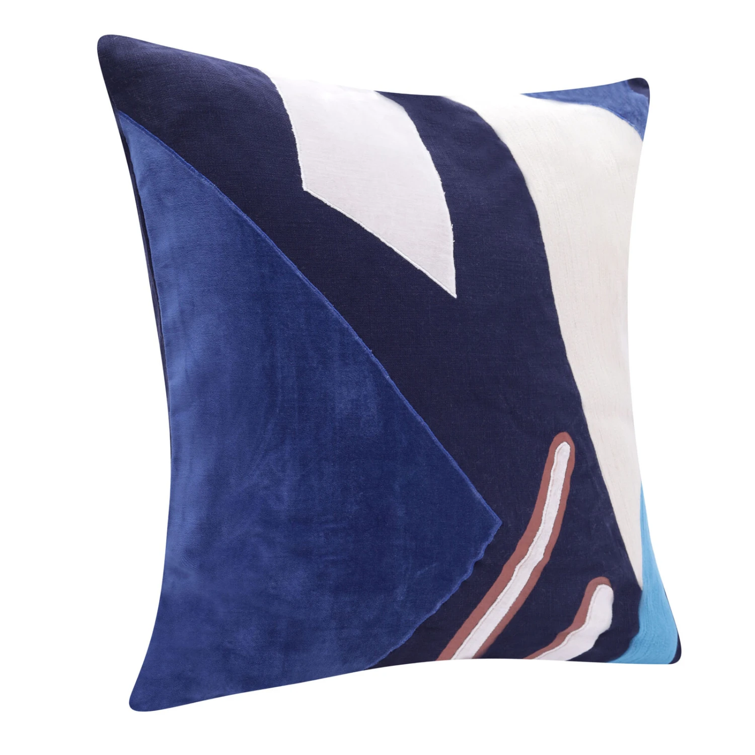 HomeRoots 20" X 20" Cobalt Blue And Navy 100% Cotton Abstract Zippered Pillow 1 HomeRoots 20" X 20" Cobalt Blue And Navy 100% Cotton Abstract Zippered Pillow