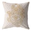 HomeRoots 20” Gold White Hamsa Boho Suede Throw Pillow