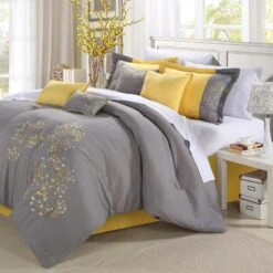 Chic Home 3391Q11US Pink Floral 12 Piece BedBag Embroidered Comforter Set With 4 Piece Sheet Set, Queen