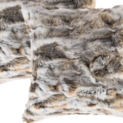 Homezia Set Of Two 18" X 18" Tan And White Rabbit Natural Fur Animal Print Throw Pillows -Bed Linings Sale 999e7ce4244443cf8e9c9f33075e6dbf