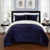 Chic Home Enzo Pinch Pleated Ruffled & Pin Tuck Sherpa Lined XLong BedBag Comforter Set Twin 2 Piece