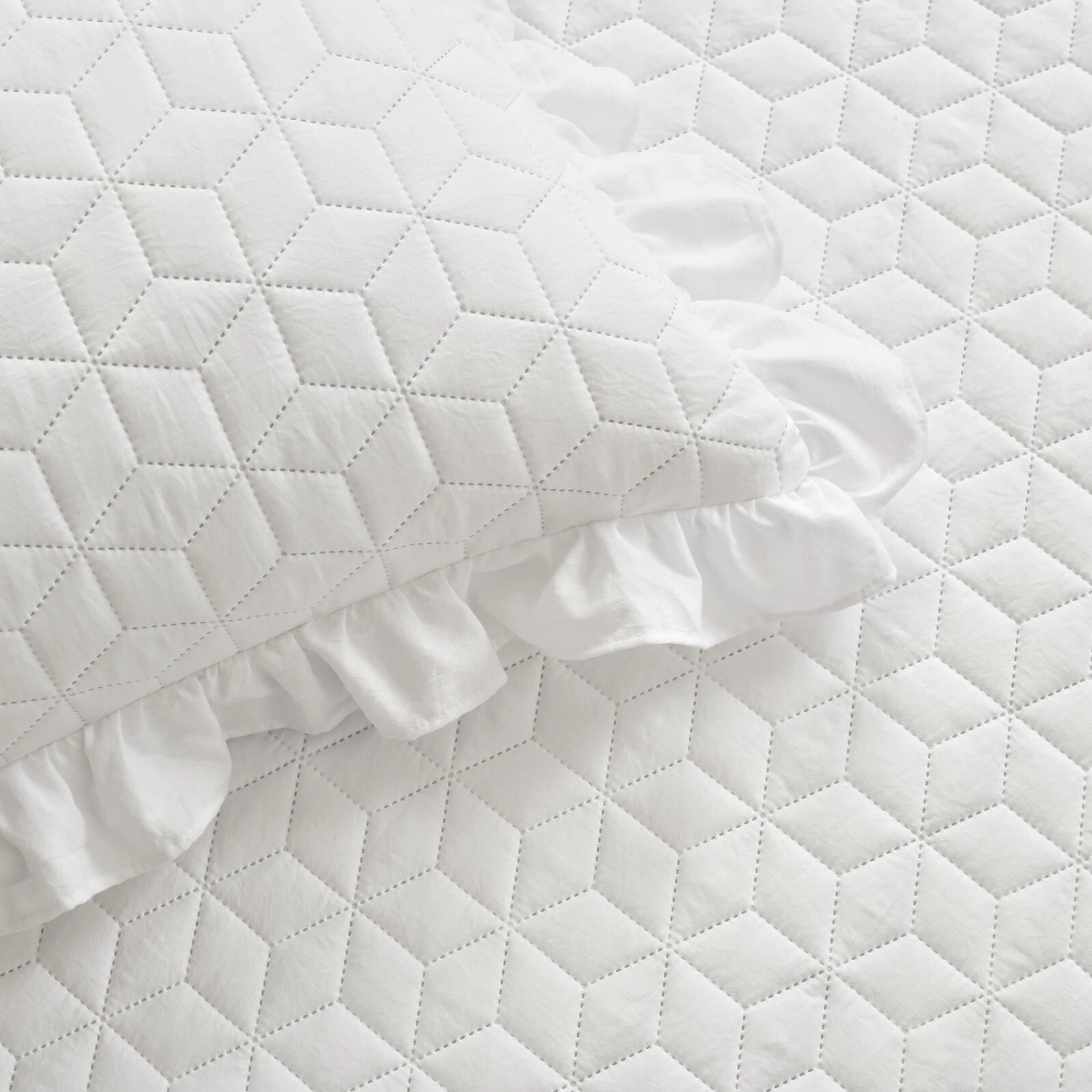 French Country Geo Ruffle Skirt Bedspread 3Pc Set 4 French Country Geo Ruffle Skirt Bedspread 3Pc Set - Image 4