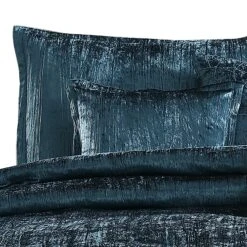 7 Piece King Comforter Set With Shimmering Appeal, Blue-Benzara -Bed Linings Sale 9b0393120edf46de92ef89163eccac38