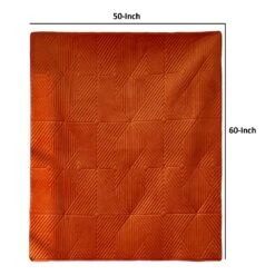 Rio 60 Inch Throw Blanket, Diamond Stitch Quilting, Orange Dutch Velvet-Benzara -Bed Linings Sale 9bc9d41f5a924578a12cf2acdfd93750