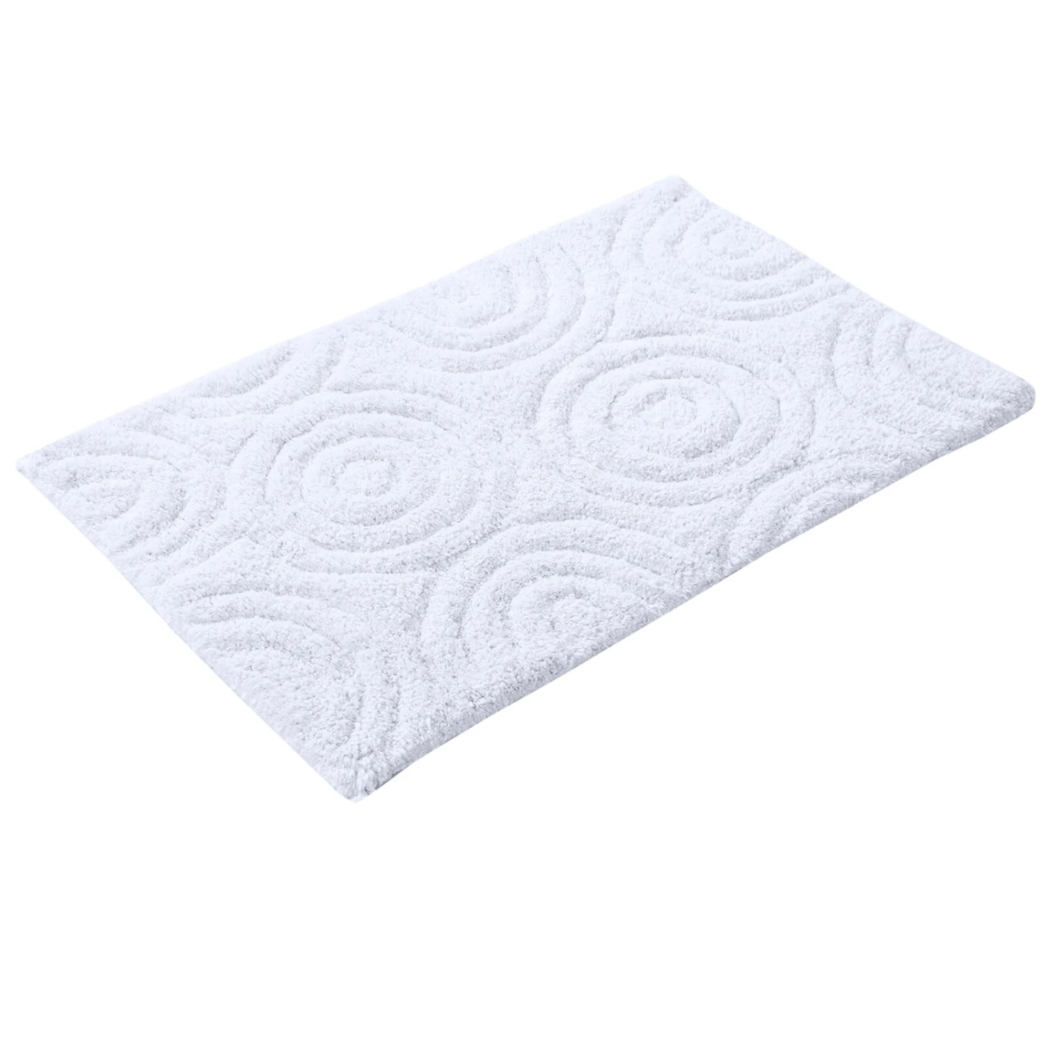 Knightsbridge Beautiful Circle Design Premium Quality Year Round Cotton With Non-Skid Back Bath Rug 24" X 40" White 1 Knightsbridge Beautiful Circle Design Premium Quality Year Round Cotton With Non-Skid Back Bath Rug 24" X 40" White