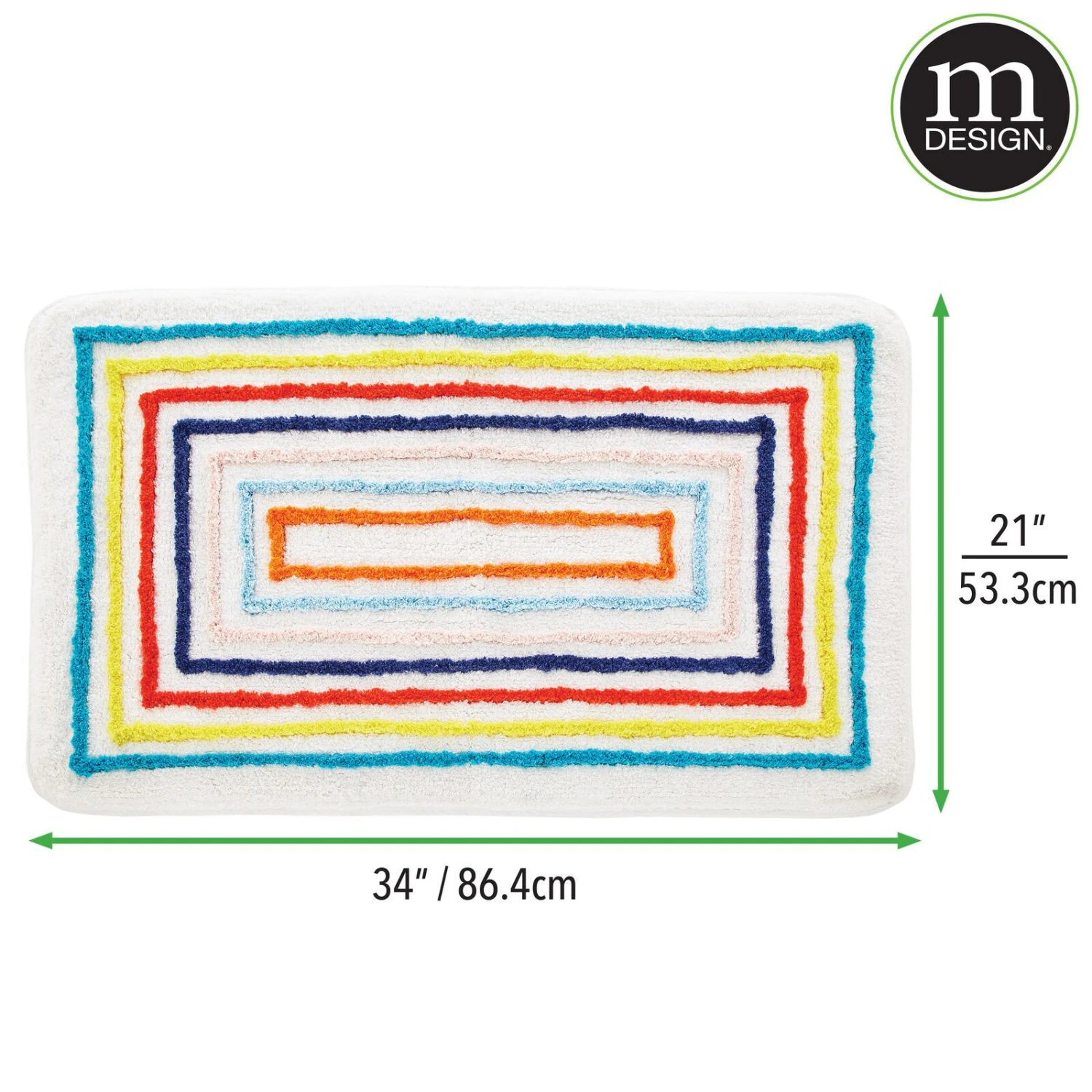 MDesign Soft Cotton Spa Bathroom Rug, Decorative Stripes Design 3 MDesign Soft Cotton Spa Bathroom Rug, Decorative Stripes Design - Image 3