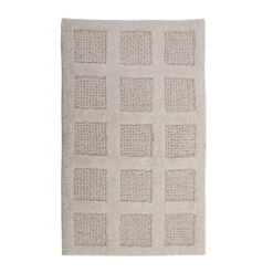 Knightsbridge Square Honeycomb 100% Cotton Reversible Bath Rug 20 X 30 Ivory