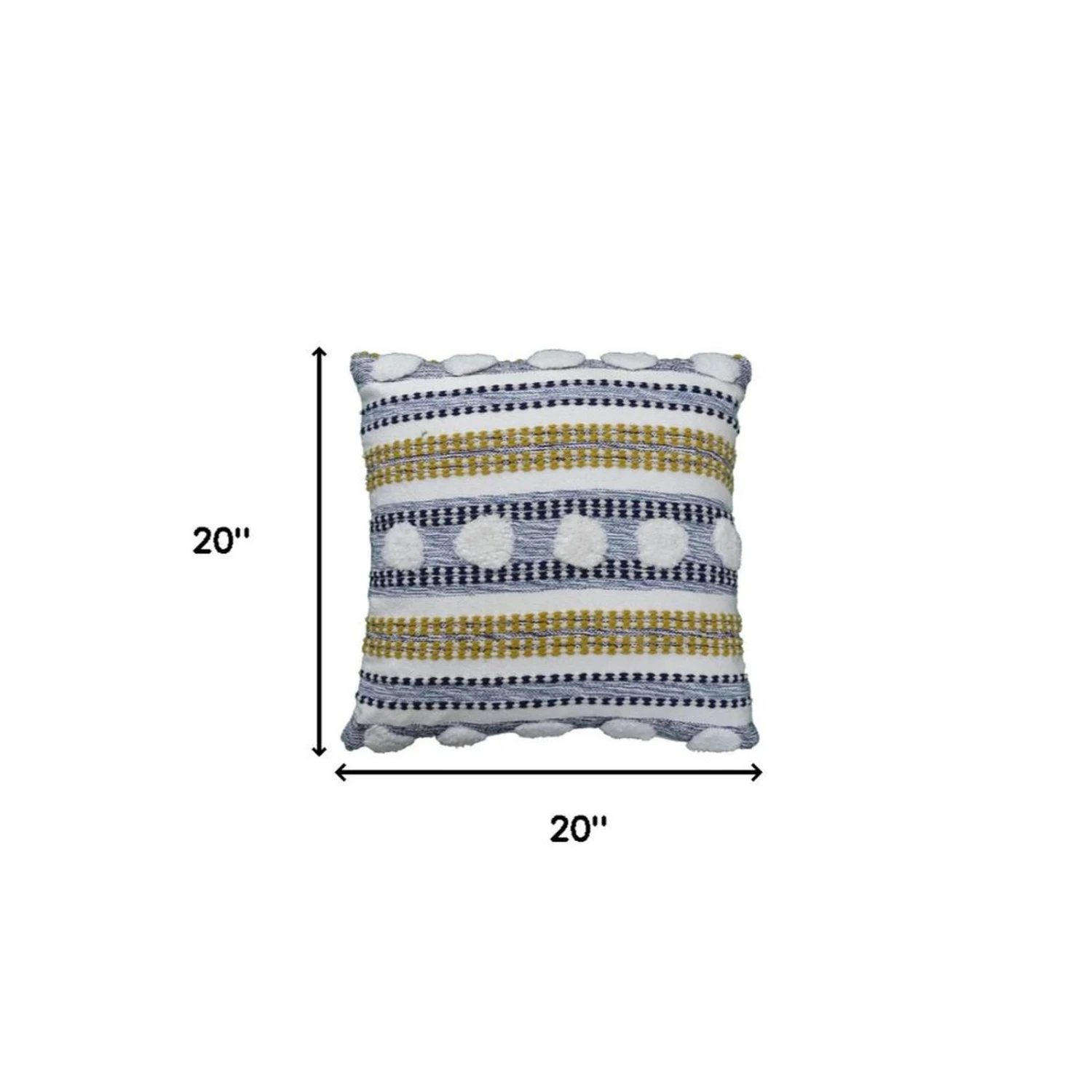 Homezia 20" X 20" Blue And Yellow Ribbed Zippered Cotton Blend Throw Pillow 5 Homezia 20" X 20" Blue And Yellow Ribbed Zippered Cotton Blend Throw Pillow - Image 5