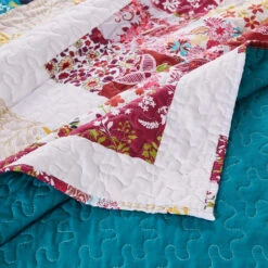 Zay Microfiber Quilt Set, Vintage Patchwork, Multicolor-Benzara 8 Zay Microfiber Quilt Set, Vintage Patchwork, Multicolor-Benzara -Bed Linings Sale a1437e0eb45c48f986c9c8a2955b5792