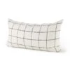 HomeRoots White And Black Grid Lumbar Accent Pillow Cover