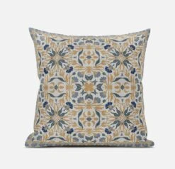 HomeRoots 20” Gray Orange Paisley Zippered Suede Throw Pillow