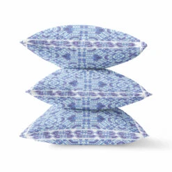 HomeRoots 20" X 20" Indigo White Geometric Blown Seam Suede Throw Pillow