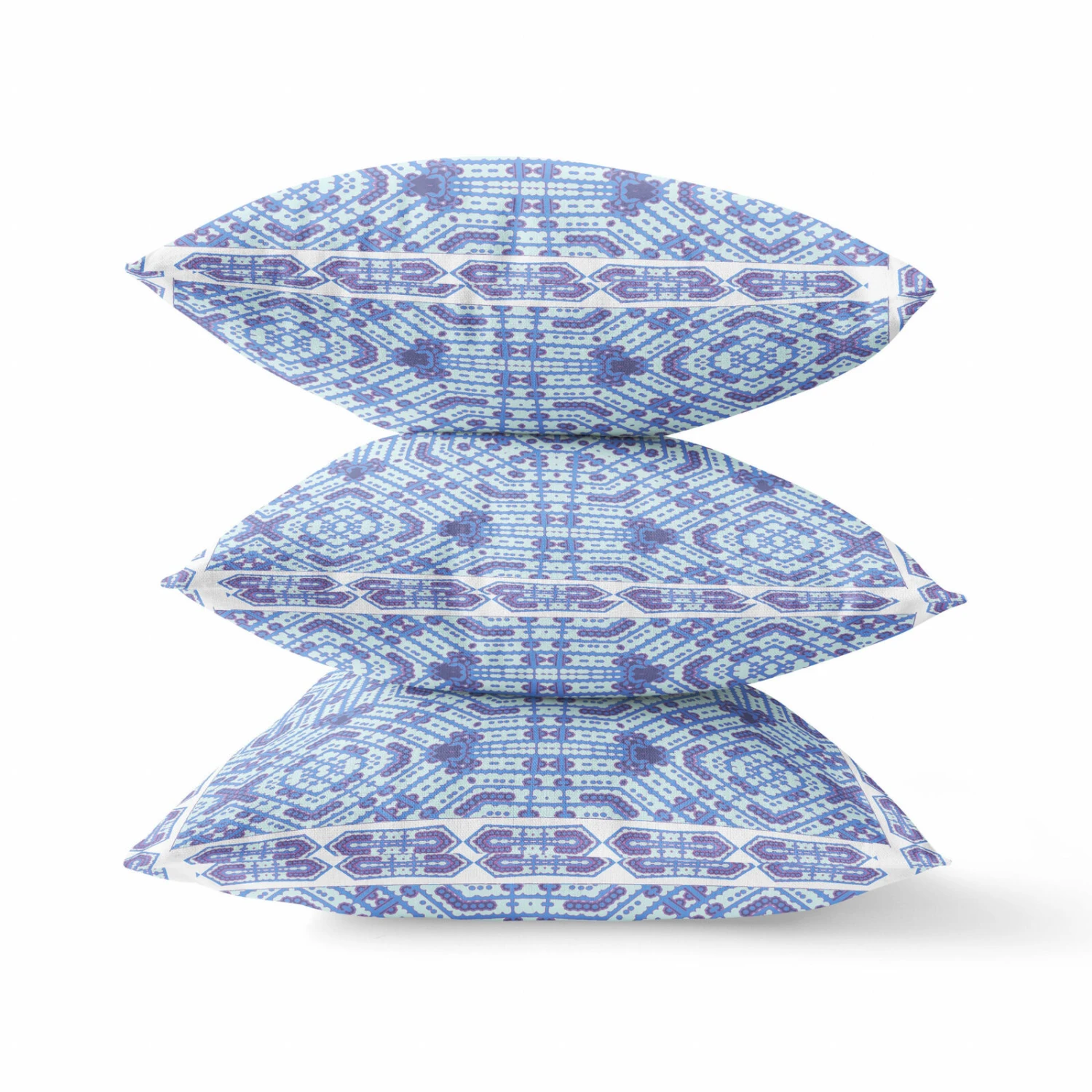 HomeRoots 20" X 20" Indigo White Geometric Blown Seam Suede Throw Pillow