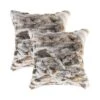 Homezia Set Of Two 18" X 18" Tan And White Rabbit Natural Fur Animal Print Throw Pillows