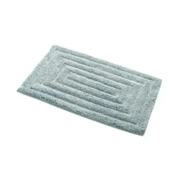 Knightsbridge Stylish And Comfortable All Season Traditional Racetrack Design Cotton Bath Rug 21" X 34" Light Blue