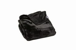 HomeRoots Black Faux Fur Solid Color Plush Throw