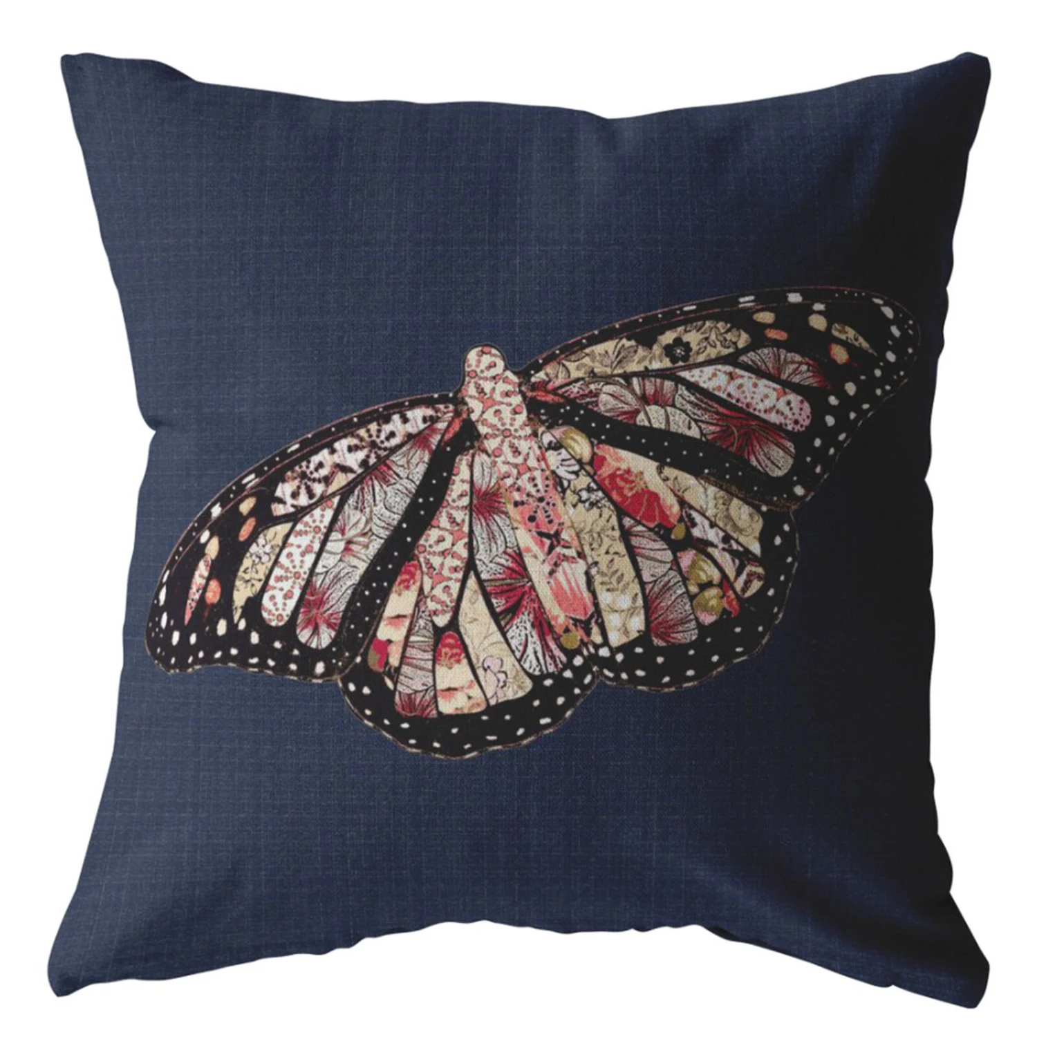 HomeRoots 18" Denim Blue Butterfly Suede Throw Pillow 1 HomeRoots 18" Denim Blue Butterfly Suede Throw Pillow