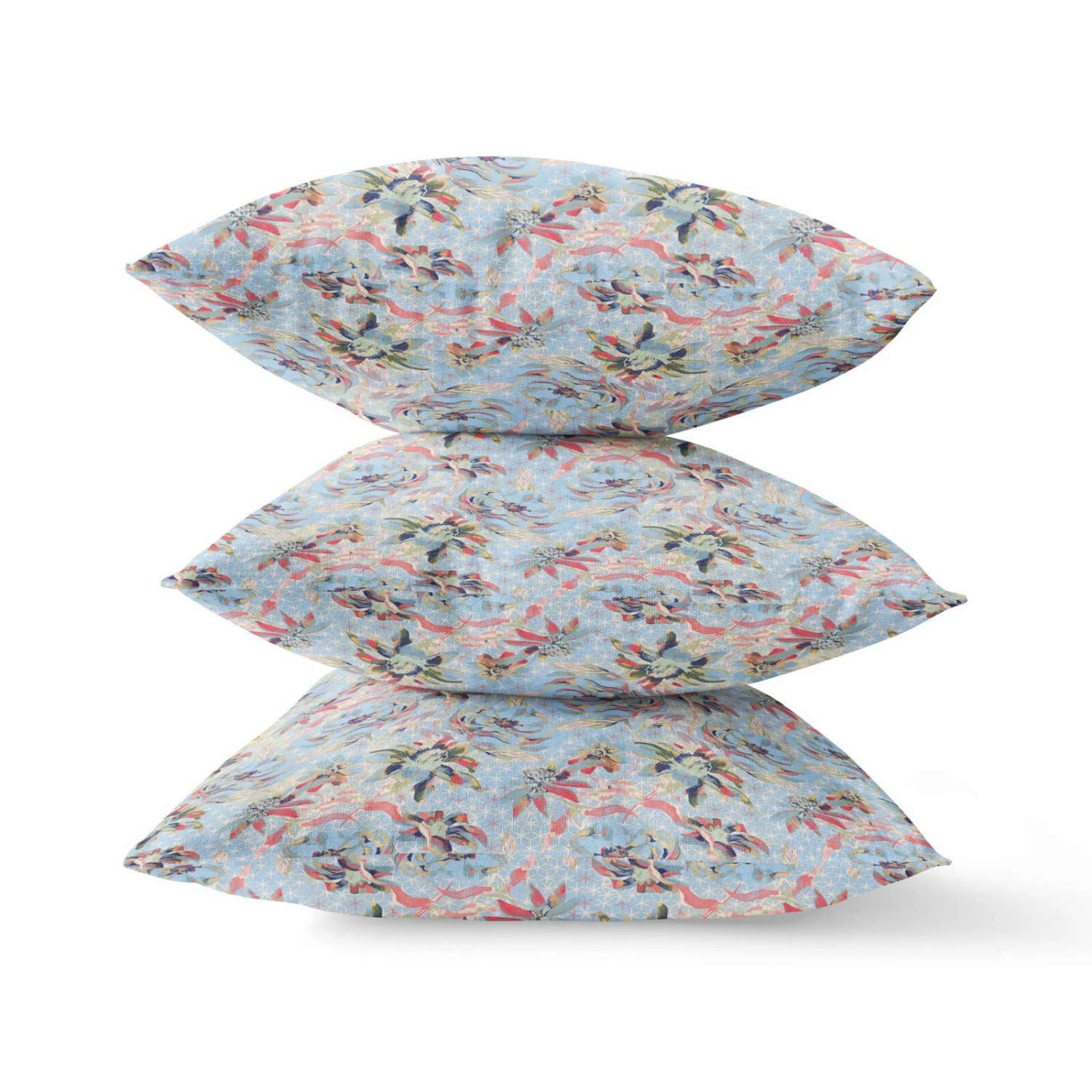 HomeRoots 18" Light Blue Red Roses Suede Throw Pillow 1 HomeRoots 18" Light Blue Red Roses Suede Throw Pillow