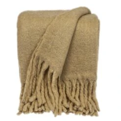 HomeRoots Luxury Brown Handloomed Throw Blanket