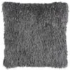 HomeRoots Square Charcoal Shag Throw Pillow