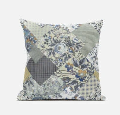 Homezia 20" Sage Cream Floral Zippered Suede Throw Pillow