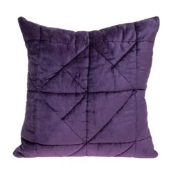 HomeRoots Purple Chunky Geo Stitched Velvet Decorative Throw Pillow