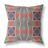 HomeRoots 16" Red Green Cosmic Circle Boho Suede Throw Pillow