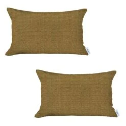 HomeRoots Set Of 2 Yellow Solid Lumbar Pillow Covers