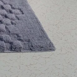 Knightsbridge Luxurious Block Pattern High Quality Year Round Cotton With Non-Skid Back Bath Rug 24" X 40" Silver -Bed Linings Sale bfec4341762b41308c10e99d33b90cda