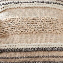 18 Inch Textured Decorative Throw Pillow Cover, Tassels, Beige, Gray Fabric-Benzara 7 18 Inch Textured Decorative Throw Pillow Cover, Tassels, Beige, Gray Fabric-Benzara -Bed Linings Sale c3820b67496b448e8d35690b45d5e50c