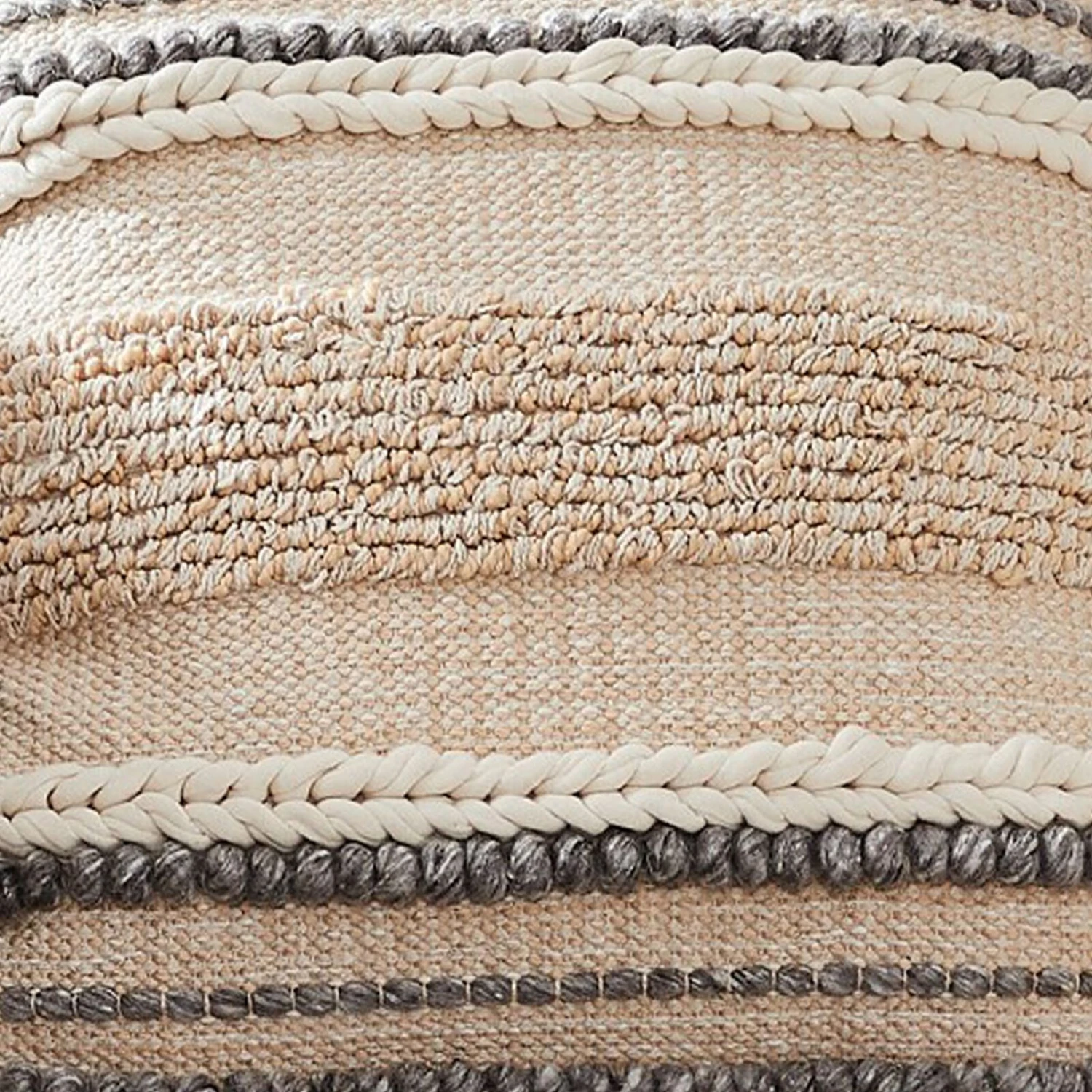 18 Inch Textured Decorative Throw Pillow Cover, Tassels, Beige, Gray Fabric-Benzara 3 18 Inch Textured Decorative Throw Pillow Cover, Tassels, Beige, Gray Fabric-Benzara - Image 3